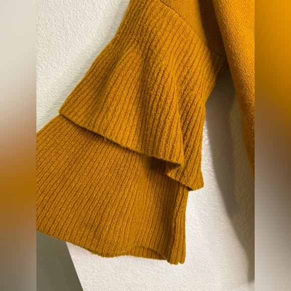 Madewell Mustard Ruffle Ruffle Bell Sleeve Boat
Neck Sweater Sweater Sz Medium - Picture 8 of 12
